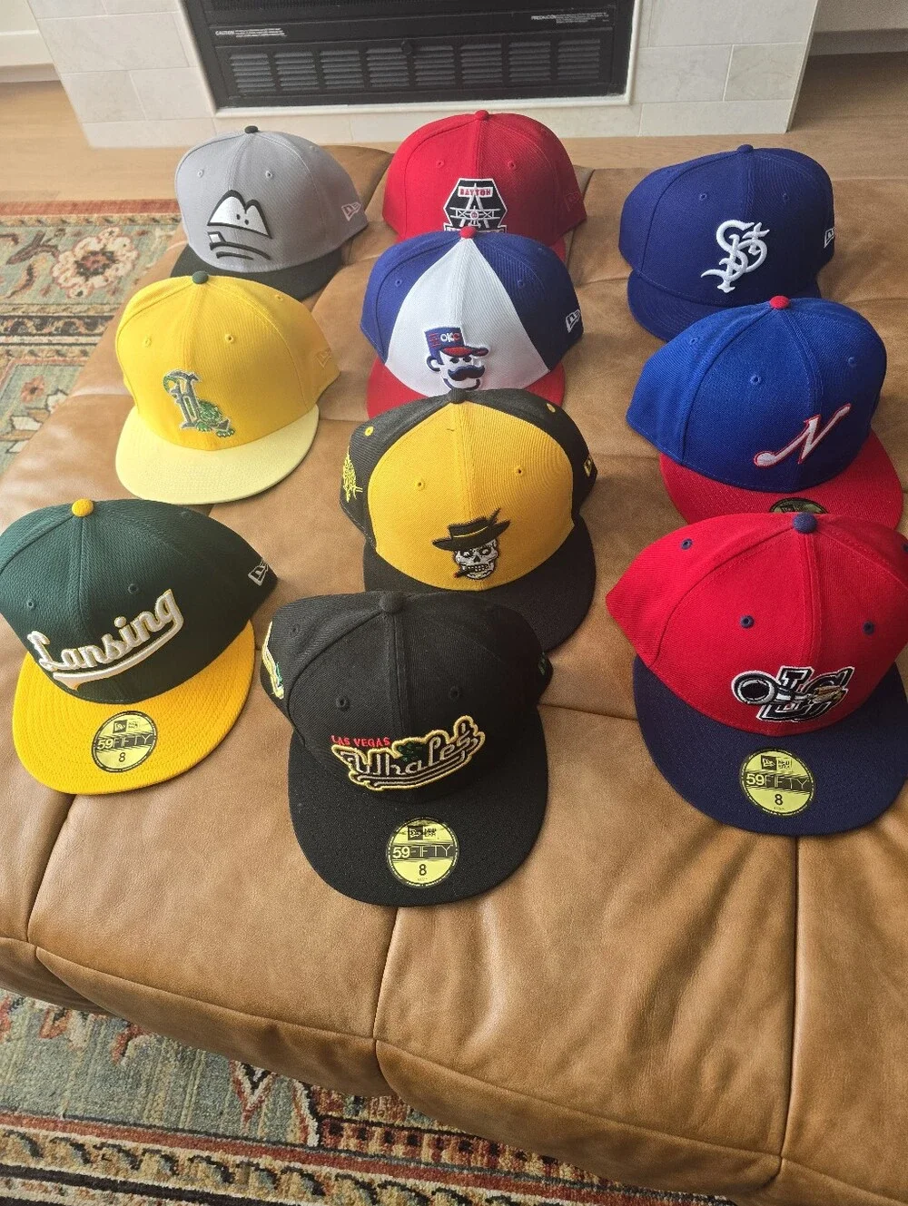 Lot of 10 New Era 5950 MiLB Hats. Size 8 Minor League Baseball